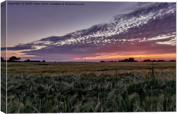 Sunset over the fields Canvas Print by Geoff Taylor