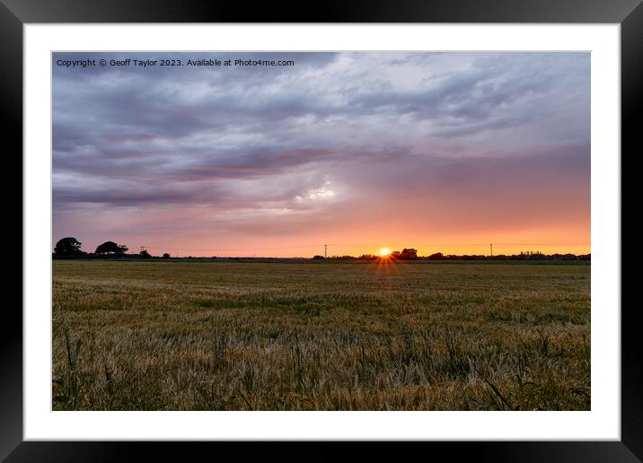 Sunset over a ripening field Framed Mounted Print by Geoff Taylor