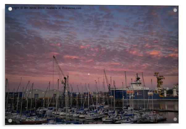 Sunrise at the marina (2) Acrylic by Jim Jones