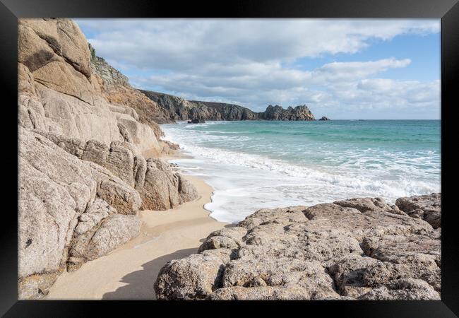 Magnificent Porthcurno Beach Framed Print by Graham Custance