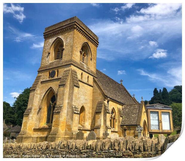St Barnabas Church Snowshill in the Cotswolds  Print by Martin fenton