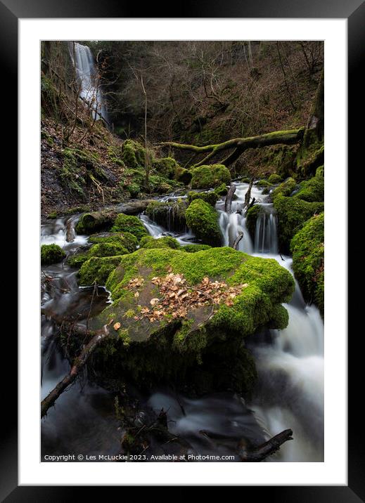 Majestic Craigie Linn Waterfall Framed Mounted Print by Les McLuckie