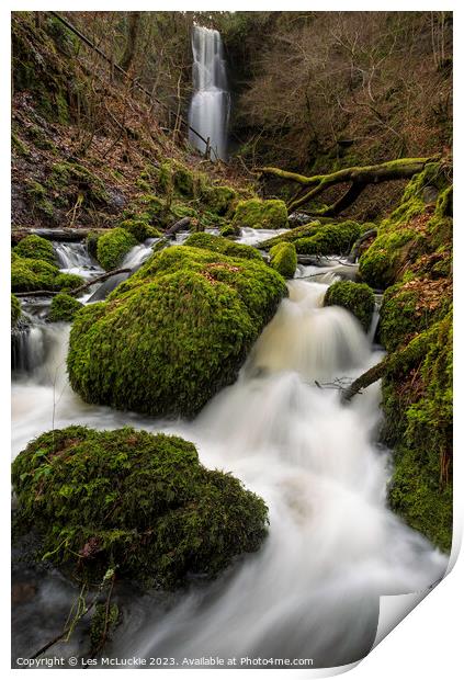 Majestic Craigie Linn Waterfall Print by Les McLuckie