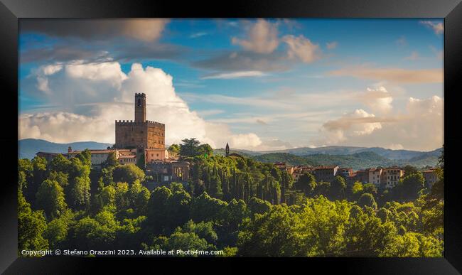 Poppi village and castle view. Casentino, Tuscany Framed Print by Stefano Orazzini