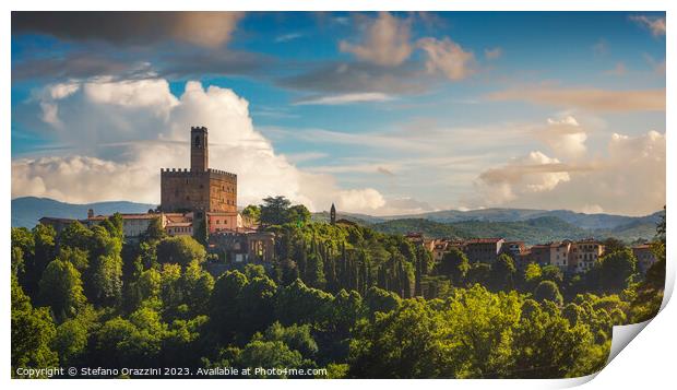 Poppi village and castle view. Casentino, Tuscany Print by Stefano Orazzini