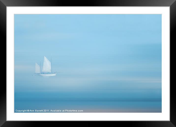 White Sails in a Blue Mist Framed Mounted Print by Ann Garrett