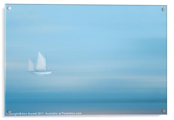 White Sails in a Blue Mist Acrylic by Ann Garrett