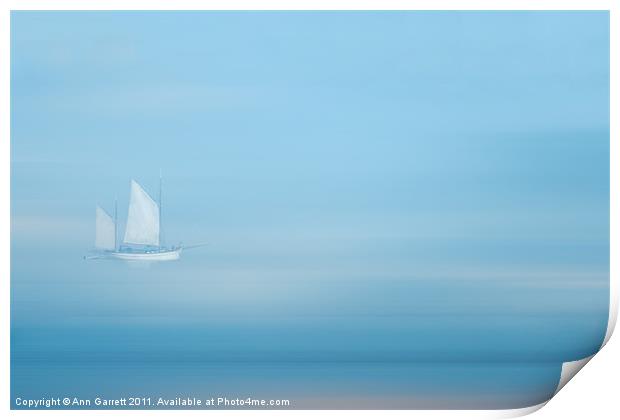 White Sails in a Blue Mist Print by Ann Garrett