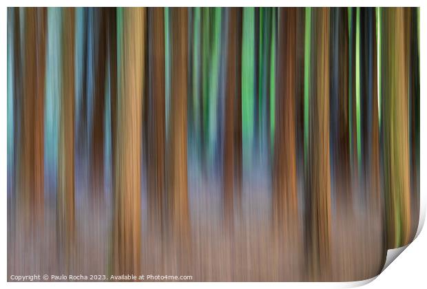 Abstract image of a blurred forest Print by Paulo Rocha