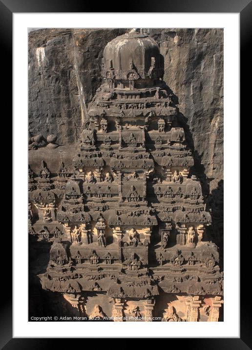 The Kailash Temple Carvings  Framed Mounted Print by Aidan Moran