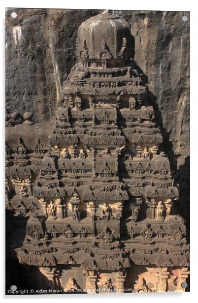 The Kailash Temple Carvings  Acrylic by Aidan Moran