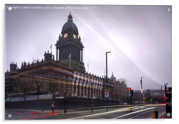 Leeds Town Hall Acrylic by Alison Chambers