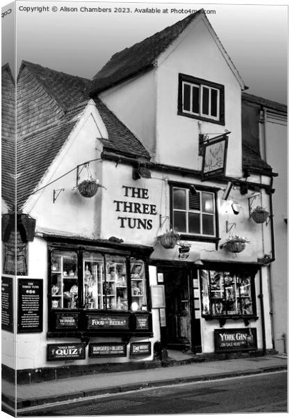The Three Tuns York  Canvas Print by Alison Chambers