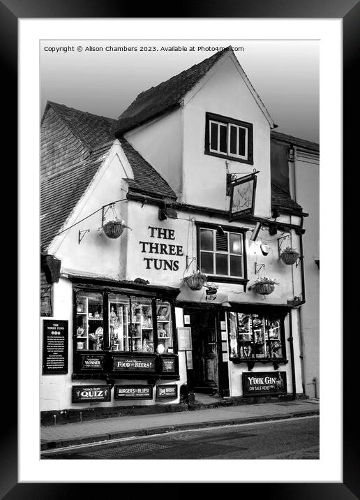 The Three Tuns York  Framed Mounted Print by Alison Chambers