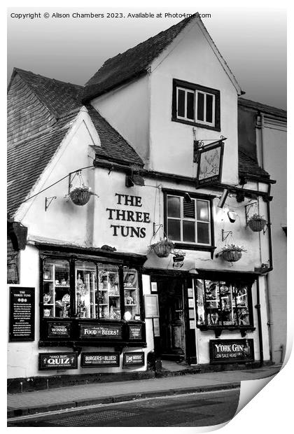 The Three Tuns York  Print by Alison Chambers