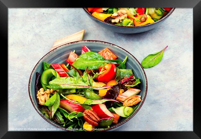 Salad with rhubarb, herbs and nuts. Framed Print by Mykola Lunov Mykola