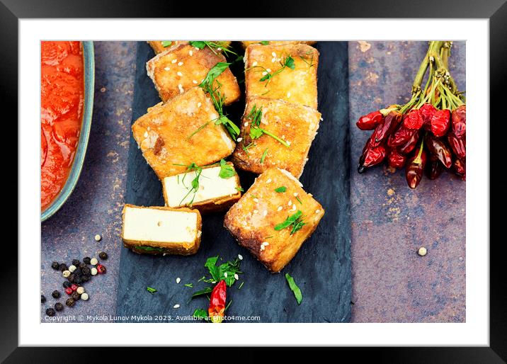 Yummy tofu cheese roasted with sesame Framed Mounted Print by Mykola Lunov Mykola