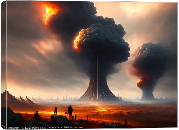 Nuclear war and end of civilisation concept. Canvas Print by Luigi Petro