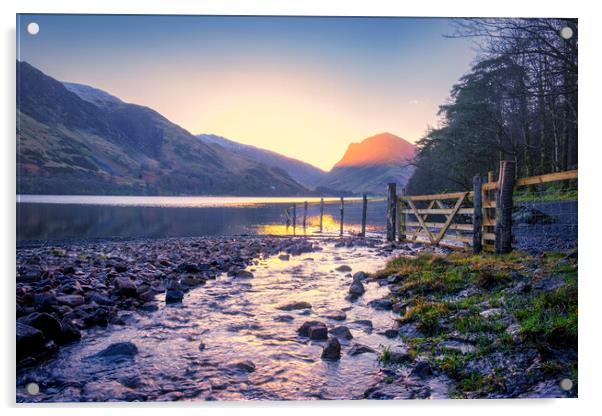 Golden Sunrise at Buttermere Acrylic by Tim Hill