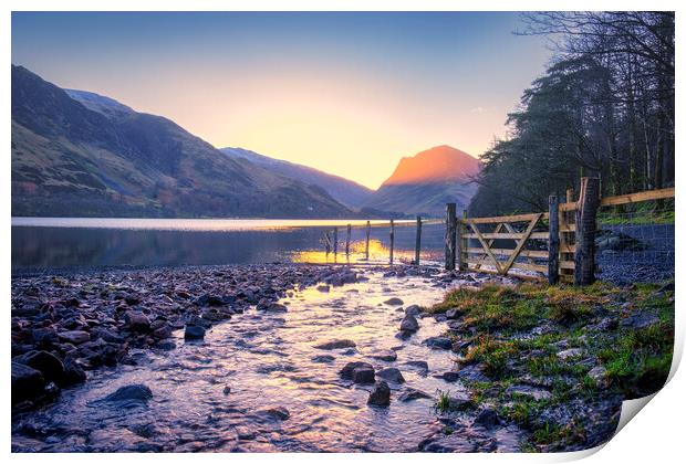 Golden Sunrise at Buttermere Print by Tim Hill
