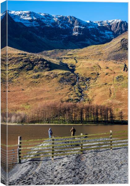 Winter Fishing in Buttermere Canvas Print by Tim Hill