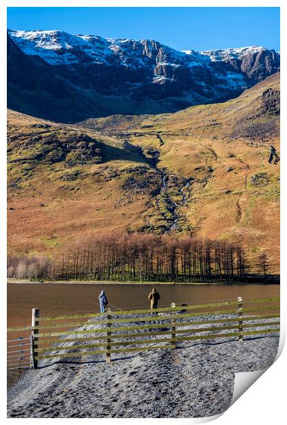 Winter Fishing in Buttermere Print by Tim Hill