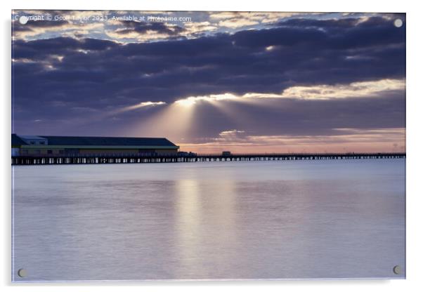 Rays over the pier Acrylic by Geoff Taylor