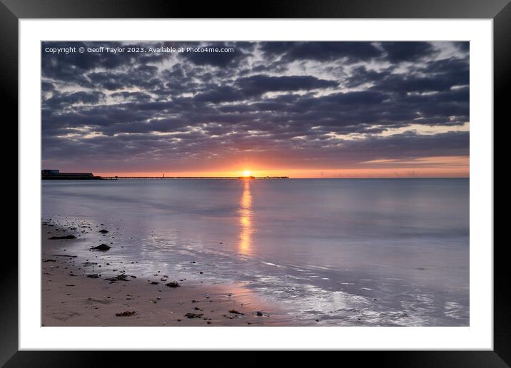 Sunrise over Walton pier Framed Mounted Print by Geoff Taylor