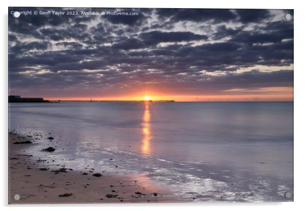 Sunrise over Walton pier Acrylic by Geoff Taylor