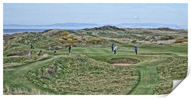 The Postage Stamp Troon and golfers Print by Allan Durward Photography