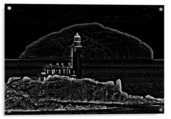 Turnberry lighthouse (pencil sketch abstract) Acrylic by Allan Durward Photography