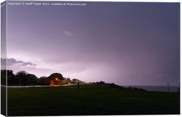 Lightning over Frinton Canvas Print by Geoff Taylor