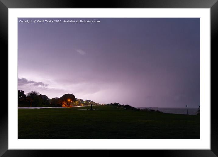 Lightning over Frinton Framed Mounted Print by Geoff Taylor