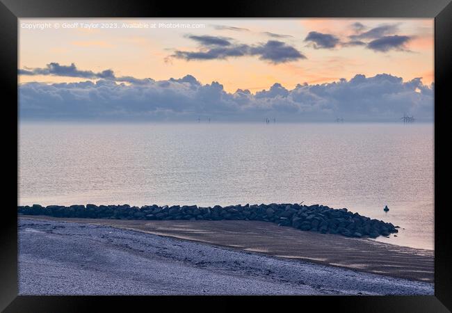Frost on the beach Framed Print by Geoff Taylor