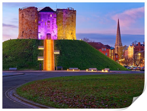 Cliffords Tower, York at Dusk Print by Darren Galpin