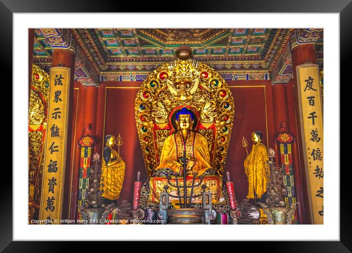 Buddha Altar Yonghe Gong Buddhist Temple Beijing China Framed Mounted Print by William Perry