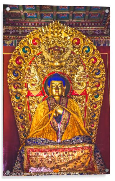 Buddha Yonghe Gong Buddhist Temple Beijing China Acrylic by William Perry
