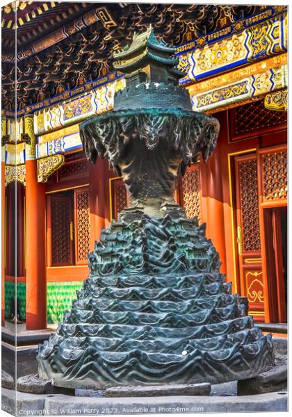Buddhist Hell Bronze Statue Yonghe Gong Temple Beijing China Canvas Print by William Perry