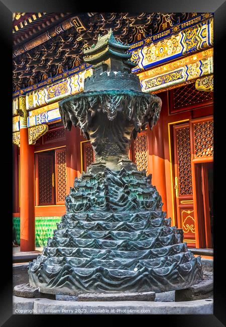 Buddhist Hell Bronze Statue Yonghe Gong Temple Beijing China Framed Print by William Perry