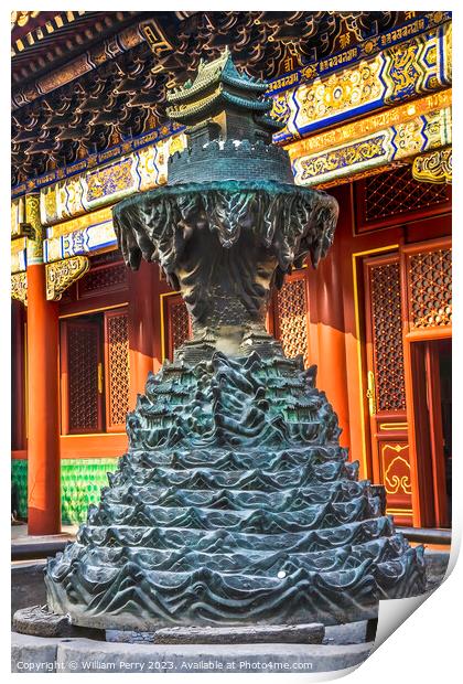 Buddhist Hell Bronze Statue Yonghe Gong Temple Beijing China Print by William Perry