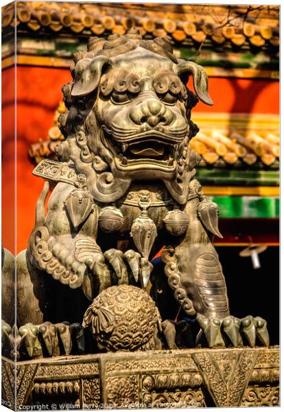 Dragon Bronze Statue Yonghe Gong Buddhist Temple Beijing China Canvas Print by William Perry