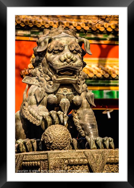 Dragon Bronze Statue Yonghe Gong Buddhist Temple Beijing China Framed Mounted Print by William Perry