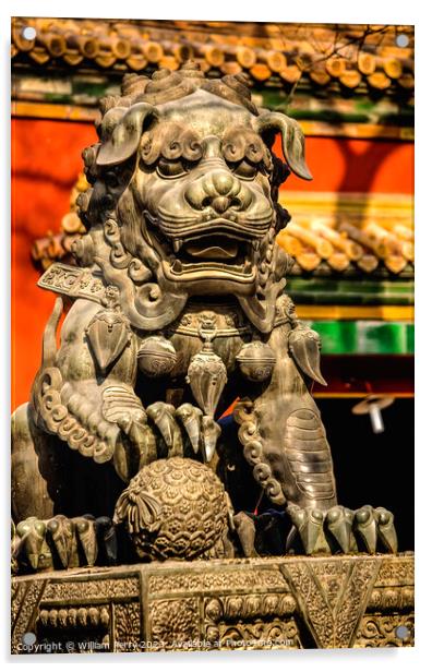 Dragon Bronze Statue Yonghe Gong Buddhist Temple Beijing China Acrylic by William Perry