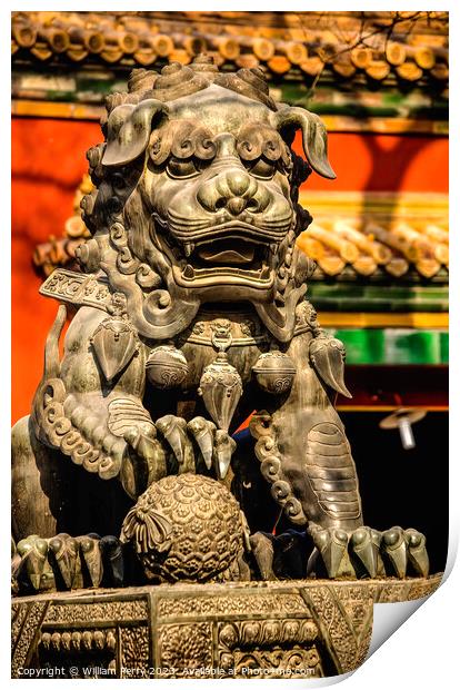 Dragon Bronze Statue Yonghe Gong Buddhist Temple Beijing China Print by William Perry