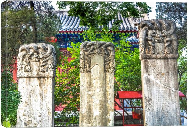 Chinese Grave Markers Niu Jie Mosque Beijing China  Canvas Print by William Perry