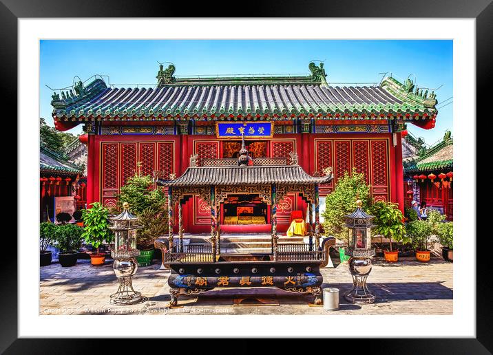 Dianmen Shichahai Fire Temple Incense Burner Beijing China Framed Mounted Print by William Perry