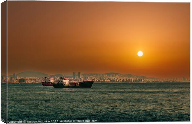 Ships in the Marmara sea Canvas Print by Sergey Fedoskin