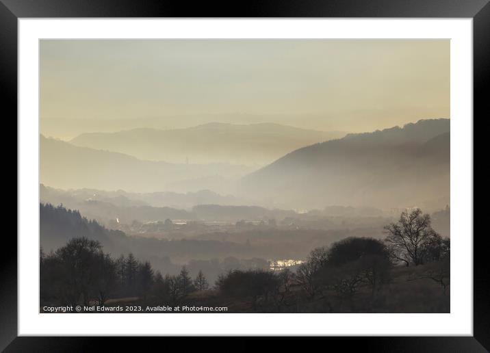Mist over the South Wales Valleys Framed Mounted Print by Neil Edwards
