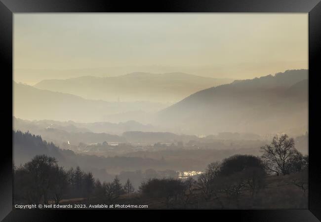Mist over the South Wales Valleys Framed Print by Neil Edwards