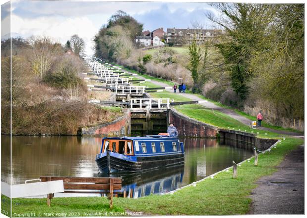 Caen Hill Locks on the Kennet and Avon Canal Canvas Print by Mark Poley